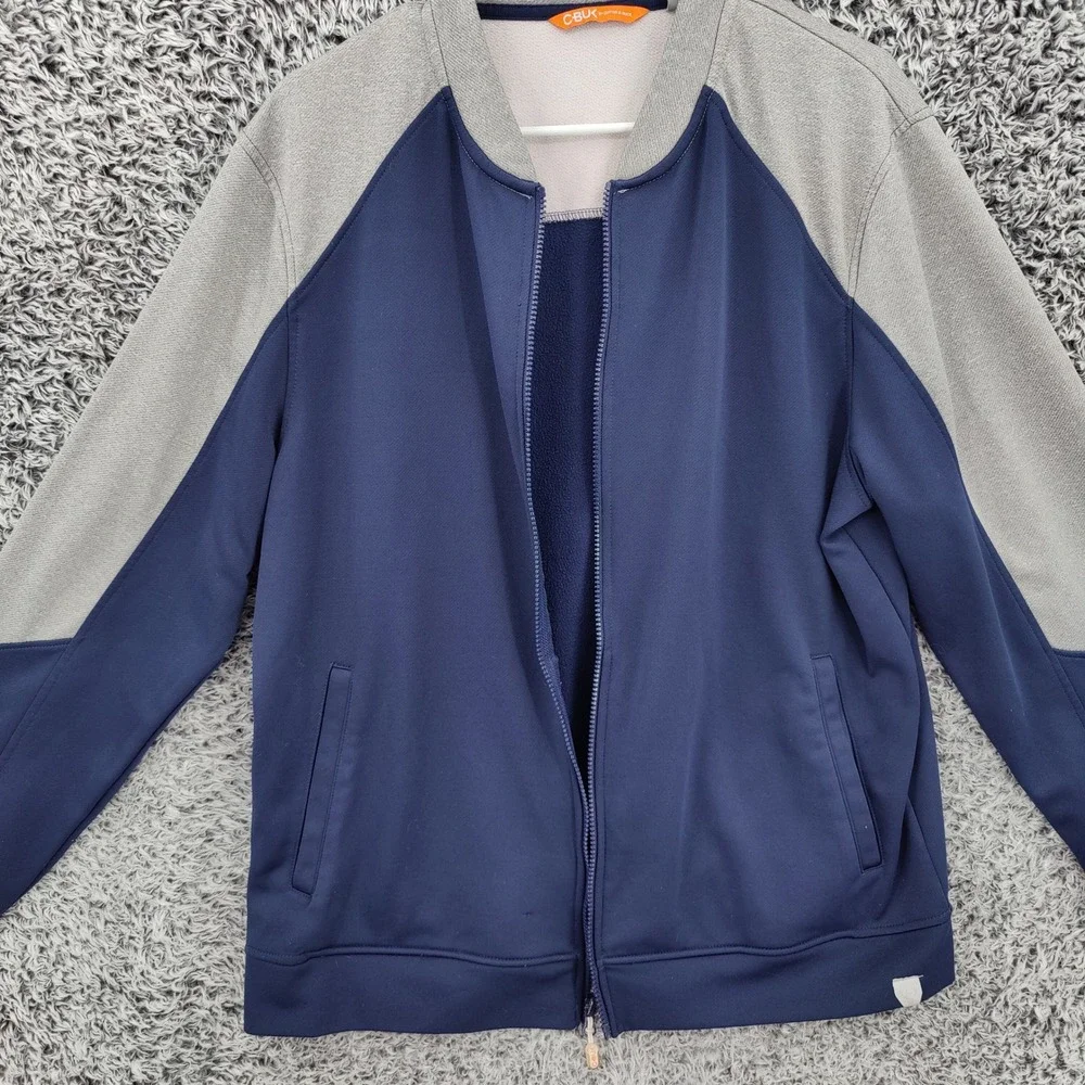 C-BUK by Cutter & Buck Mens Pop Fly Full Zip Jacket Large Blue Gray Colorblock